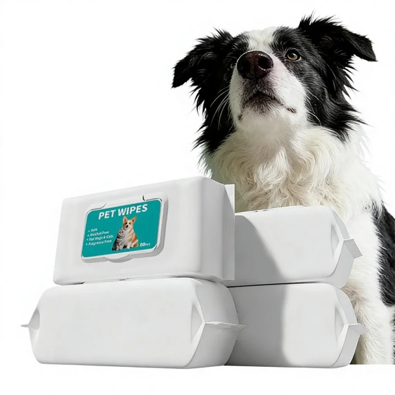 Foreign Trade Cross Border Pet Supplies Pet Wipes 80 Sheets for Dogs Cats Disposable No Wash Alcohol Free Fragrance Free Wipes