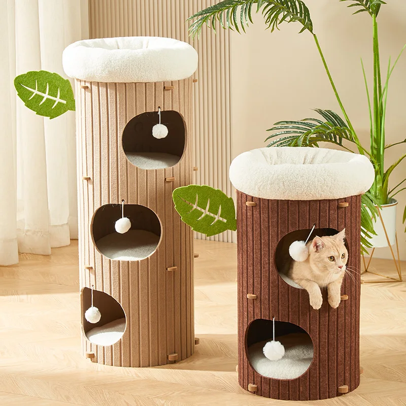 Four Seasons Integrated Cat Tree Scratcher Multi Layer Hole Felt Cat Nest Internet Climbing Frame Mat Type Product