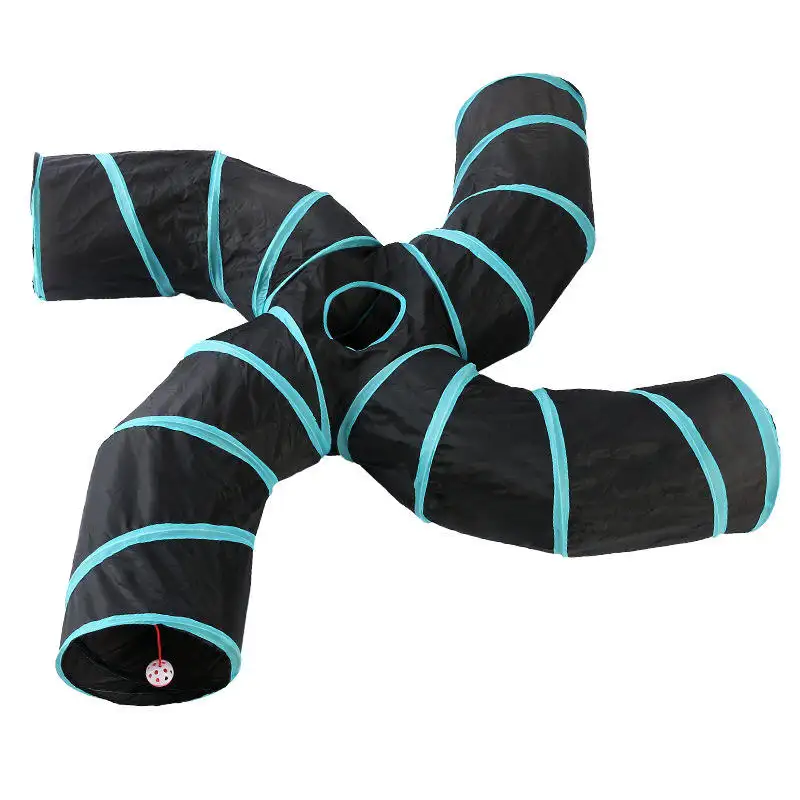 Four Way Cat Tunnel Pet Tube Collapsible Play Toy Pet Puzzle Hiding Training and Running Toy
