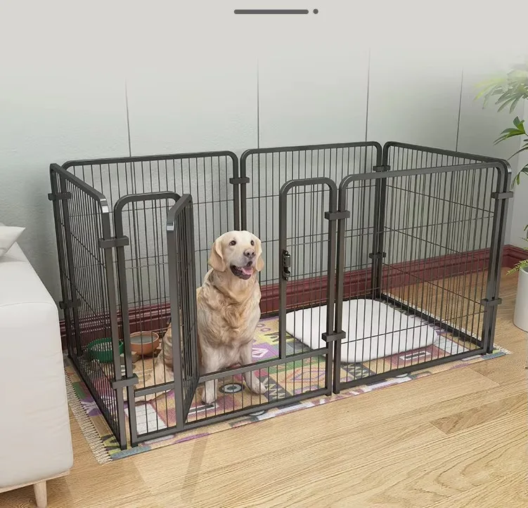 Free Combination Safe Pet Dog Cage Foldable Stainless Steel Iron Wire Snap Button Home Indoor Outdoor Training Dogs Rabbits