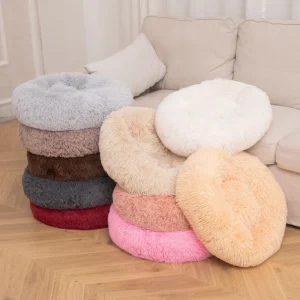 Free Sample Custom Waterproof Washable Round Long Faux Fur Removable Non-slip Pet Bed Manufacturer Cat Dog Bed
