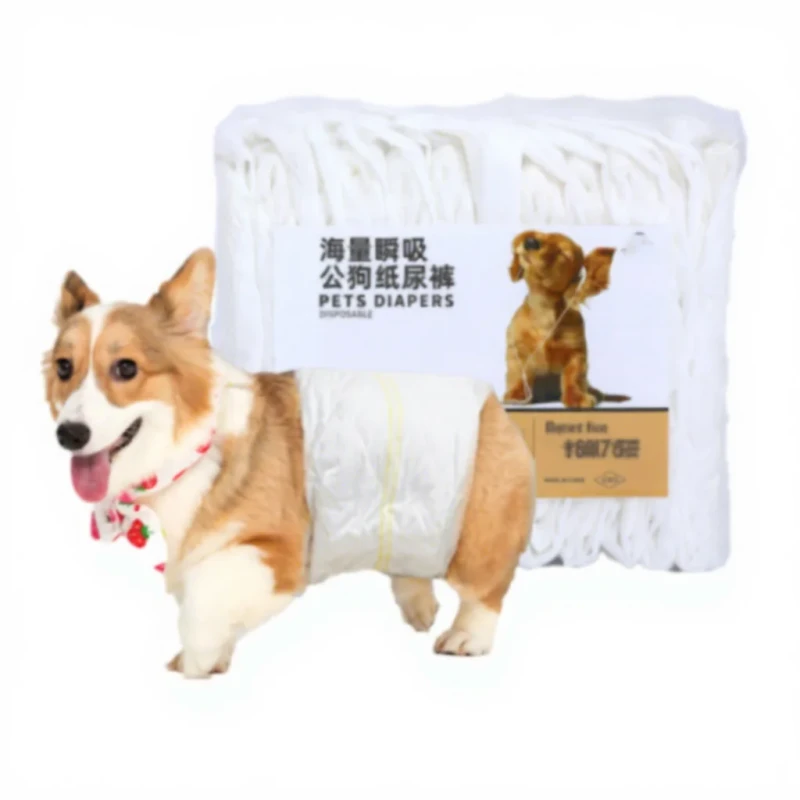Free Sample Disposable Male Pet Diapers High Absorbent 400ml 900ml 3D Leak Prevention Cotton White All Season for Dogs & Cats