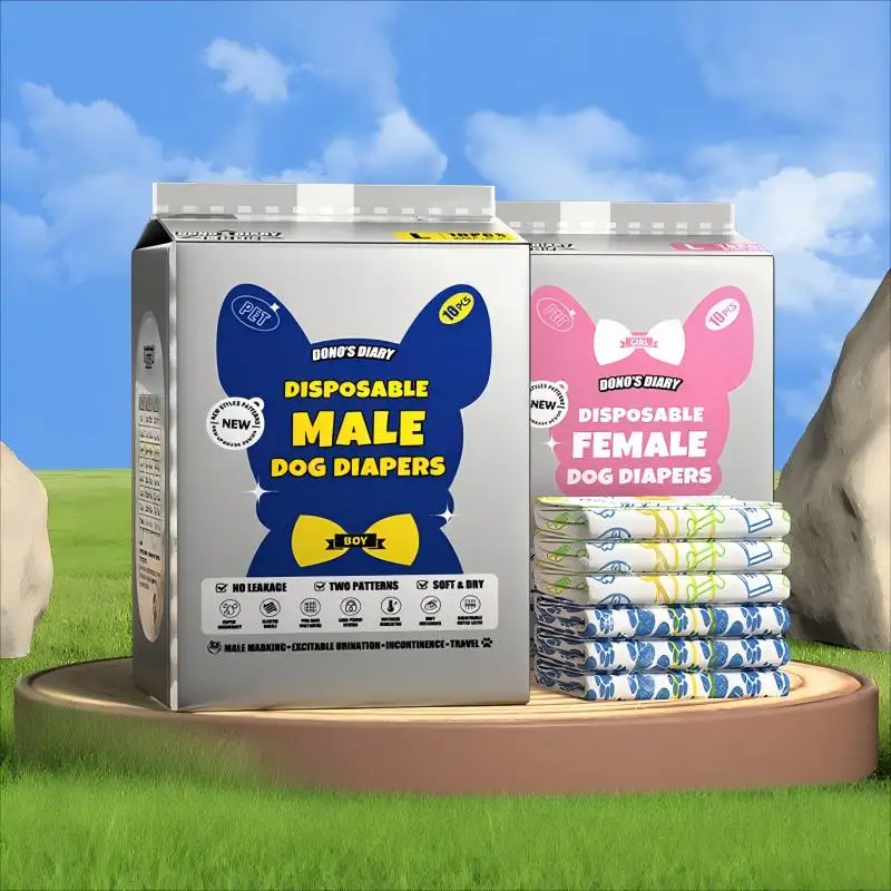 Free Sample High Absorbency Leakproof Pet Diapers Disposable Dog Cat Training Diapers Biodegradable Male & Female Multi Size