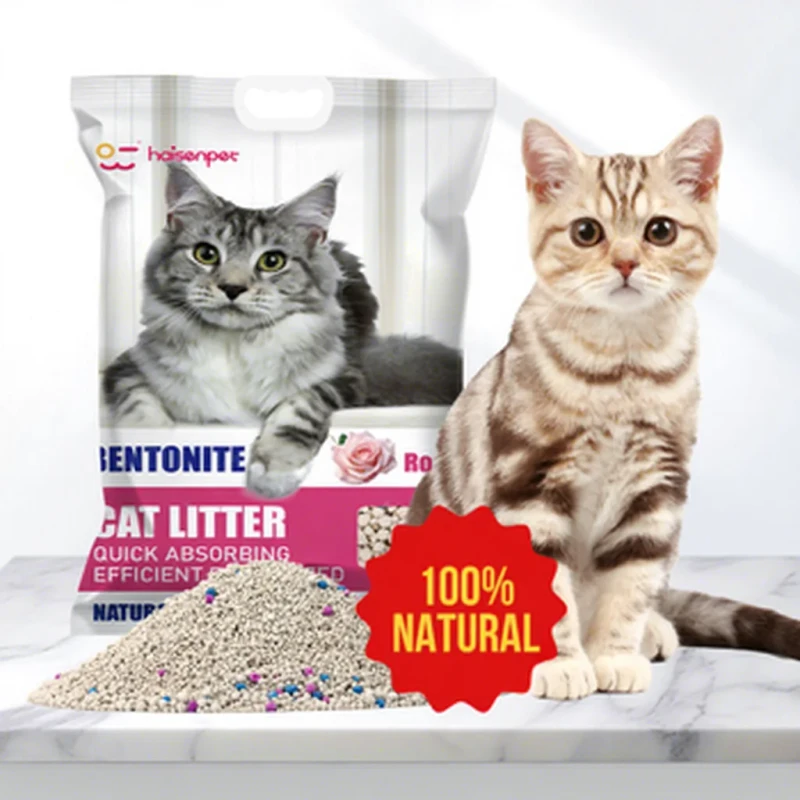 Free Samples Eco Friendly 100% Natural Bentonite Cat Litter with Low Dust Fast Clumping Highly Adsorbent Features