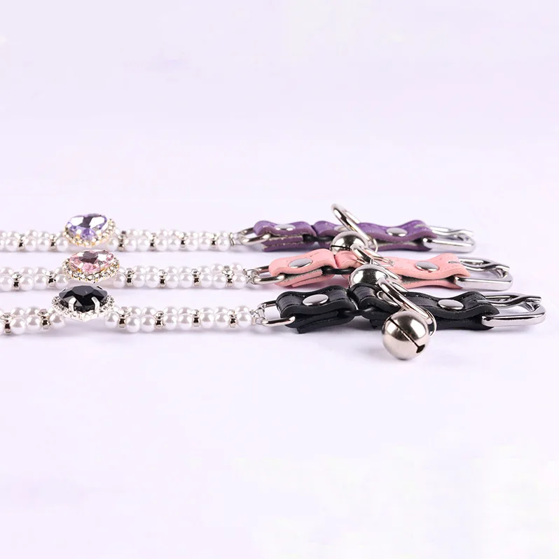 French Pet Supplies Pearl Crystal Decoration Pet Collars