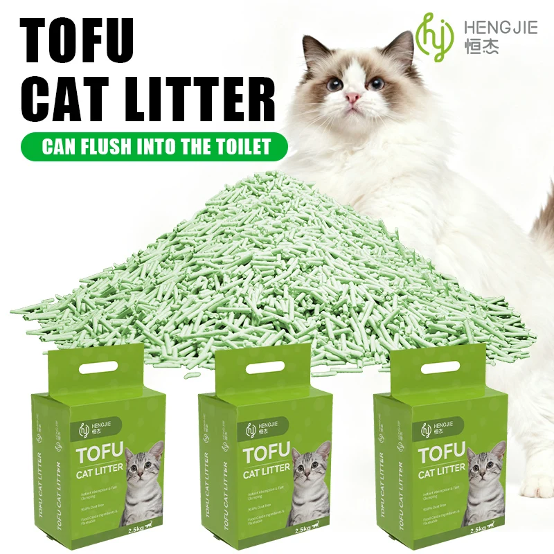 Fresh Biodegradable Flushable Clumping Dust Free Cat Litter Extreme Odor Control Tofu 6L 7L Easy Clean Green Tea Sand
