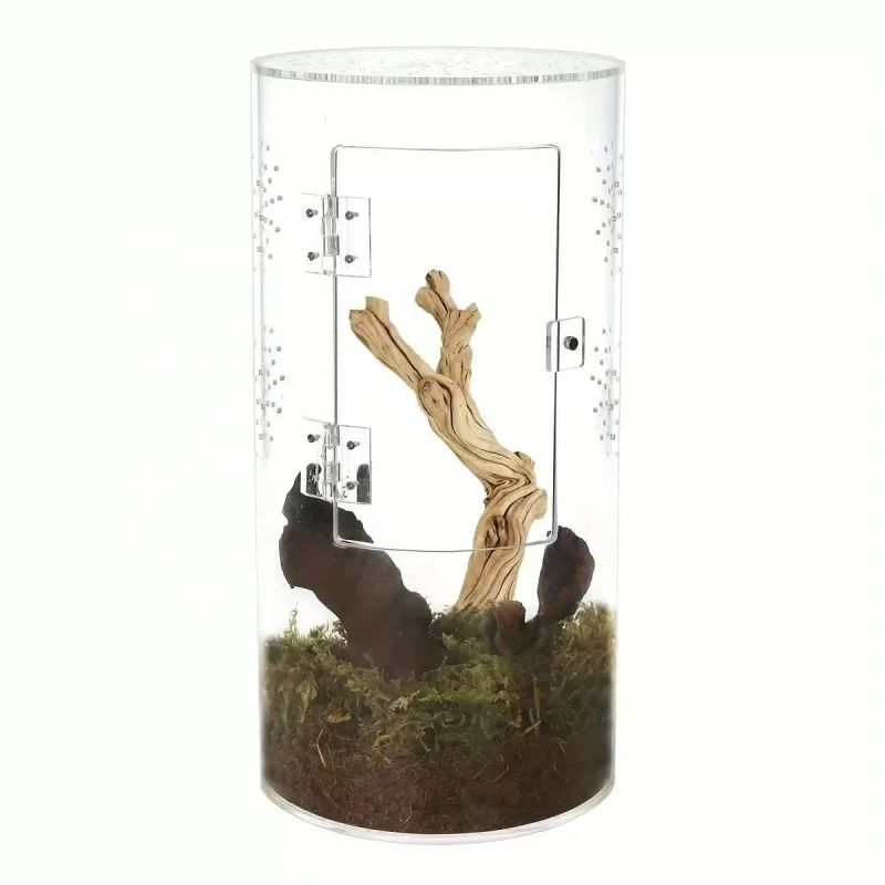 Front Opening Cylindrical Reptile Cage Professional Breeding Box Compact and Sturdy Pet Fence Reptile Feeding Supplies
