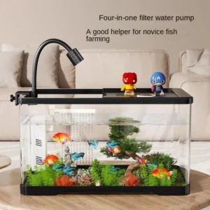 Full Set Square Plastic Goldfish Tank Transparent Lid Eco Friendly Aquariums Accessories for Home Living Room Desktop