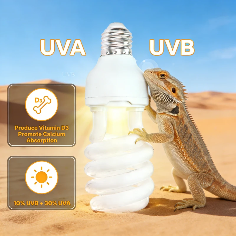 Full Spectrum Compact Fluorescent UVB 5.0 10.0 Bulb Reptile Sun Basking UVB Lamp for Bearded Dragon Chameleon Turtle
