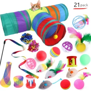 Fun Channel Feather Balls Mice Shape Pet Kitten Dog Cat Interactive Play Toy Cat Tunnel Small Cat Toys Set