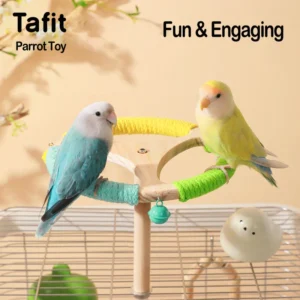 Fun and Engaging Spinning Wooden Bird Toy Cute Colorful Parrot Toy to Relieve Boredom Stand or Hang Cage Supplies