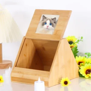 Funeral Supplies Cat Dog Memorial Box Small Pet Solid Wood Photo Frame Table Wooden Pet Urn