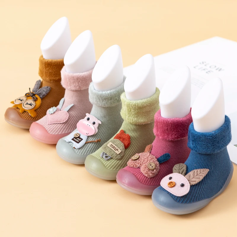 Funny Animal Terry Rubber Sole Baby Child Shoes Socks