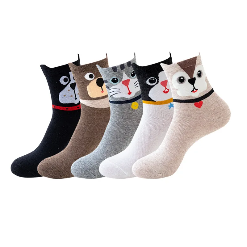 Funny Cute Cat Dog Animal Cartoon Girls Socks Custom logo Cotton Socks Ankle Socken for Women Custom