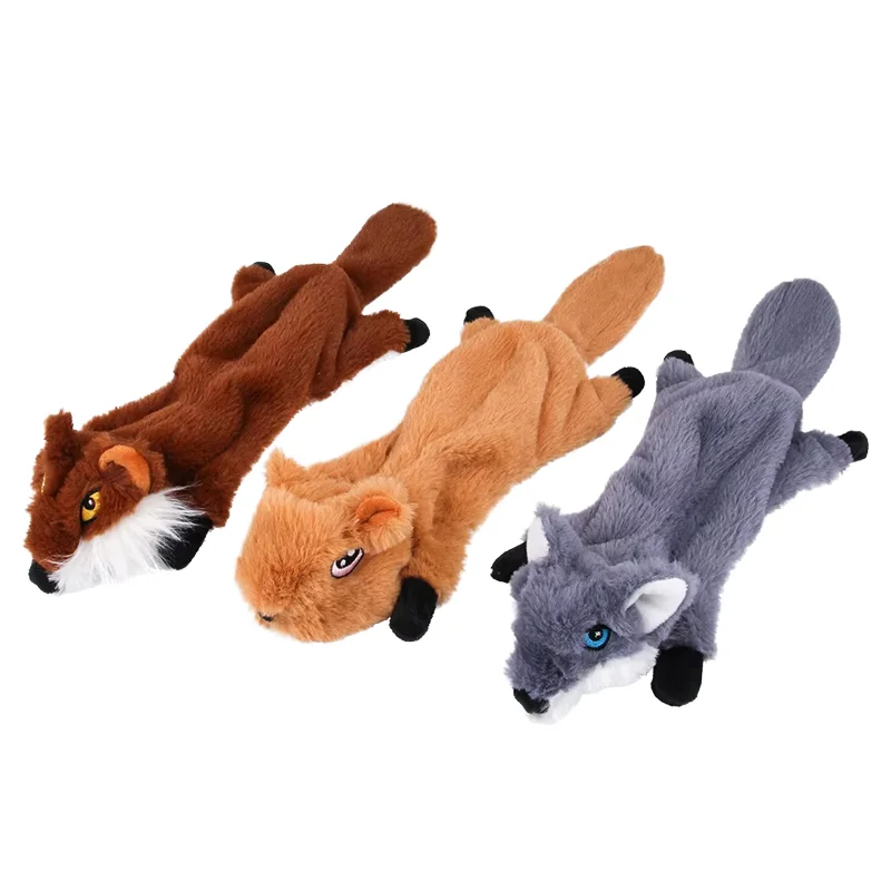 Funny Durable Velvet Pet Squeak Chew Toy for Dogs Stuffingless with Simulated Animal Crinkle