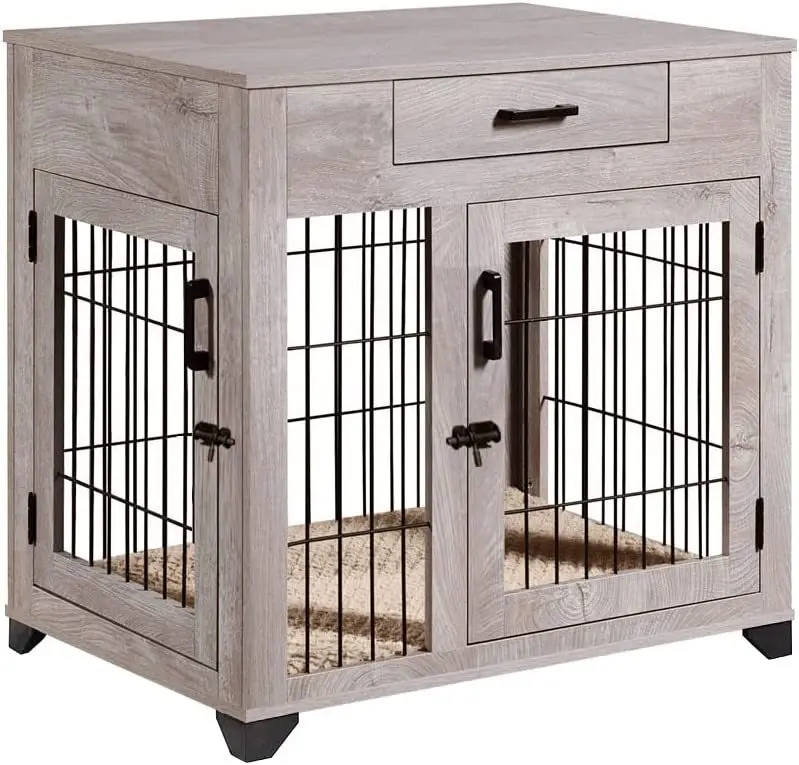 Furniture Style Classic Dog House Coffee Table Double Doors Cushion Solid Wood Eco friendly Indoor Outdoor Use Cages