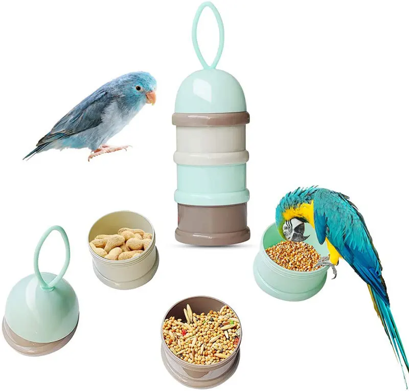 GG282 Food Cup Bowl Bird Supplies Parrot Food Box Out Training Feeder Bird Food Feeder Container With Colorful Lid