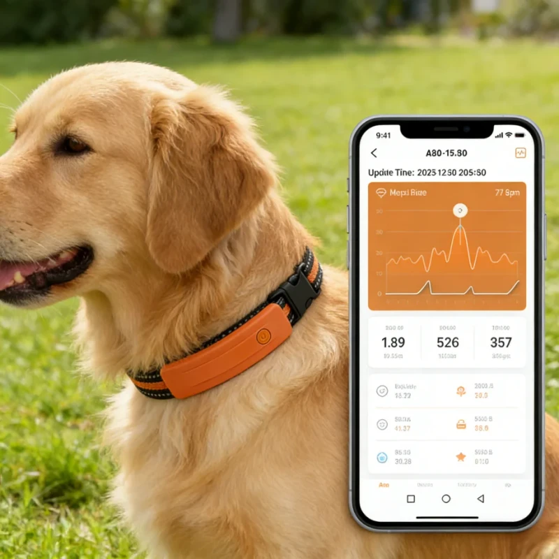 GPS Pet Health Tracker Collar AI BCG Heart Rate & Respiratory Monitor Real-Time Location & Activity Tracking