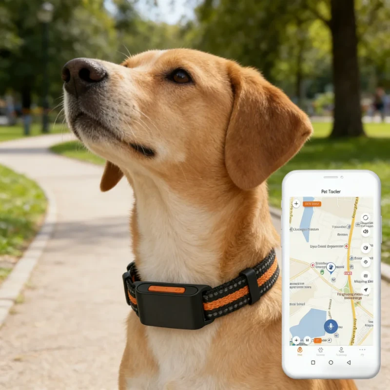 GPS Pet Tracker Collar IP67 Waterproof Real-Time Tracking Activity Monitoring & Two-Way Voice for Dogs & Cats