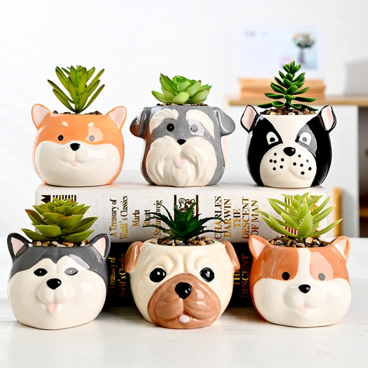 Garden Supplies Cute Mini Small Flower Pots & Planters Animal Set Succulent Planter Ceramic Flower Pot Plant Pots