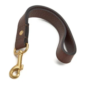 Genuine Leather Dog Leash Heavy Duty Brown Pet Leash with Gold Swivel Clasp Durable Training Lead