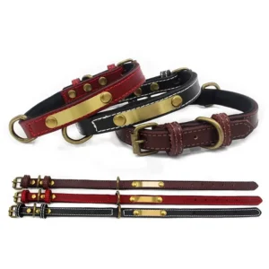 Genuine PU Leather Pet Necklace Cats Puppy Training Neck Strap Luxury Jewelry Small Dog Collars