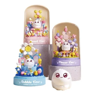 Glass Dome Building Blocks Pet Assembly Toy Macaron Color Micro Scene Bricks for Office Desk Bedroom Aesthetic Decor