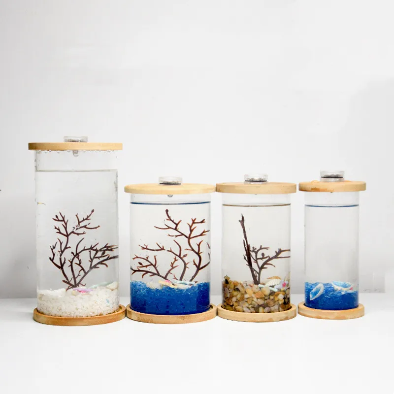 Glass Fish Tanks With Decoration Table Mini Fish Tank Aquarium