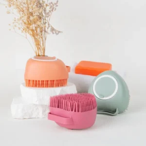 Gloway Oem 2 in 1 TPR Silicon Option Shampoo Dispenser Massage Brush Pet Grooming Brush Silicone Body Bath Shower Brush