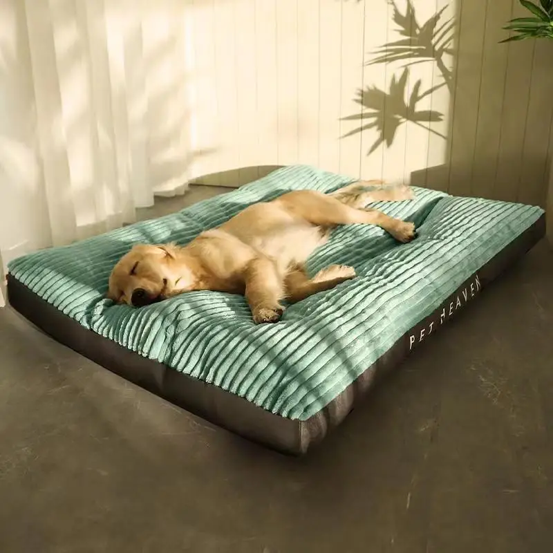 Good Price Free Sample Dog Lover Sleeping Pet Beds Luxury PP Cotton Filling Dog Mat with Green and Grey Cover