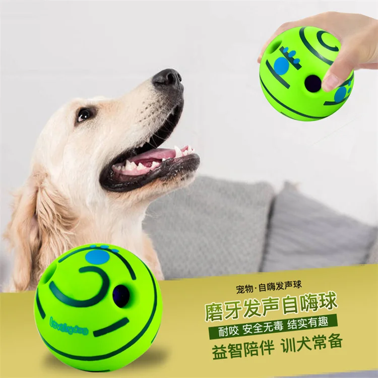 Good Quality Chew Bite Resistant Rolling ABS Rubber Interactive Pet Dog Toy Ball Squeak
