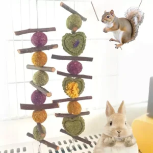 Grass Ball Grass Cake for Guinea Pigs Biting Stick Apple Branch Hanging Decorative Small Animal Supplies