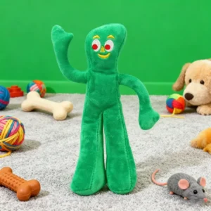 Green Doll Plush Filled Chew Toys for Pet Durable Squeaky Cat Dog Interactive Toy
