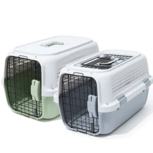 Green Purple Airline Approved Pet Travel Carrier with Simple Modern Style Metal Door PP Material Convenient Pet Supplies