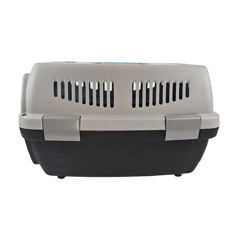 Grey Plastic Large Pet Carrier for Cat Dog Travel Box Basket Cage