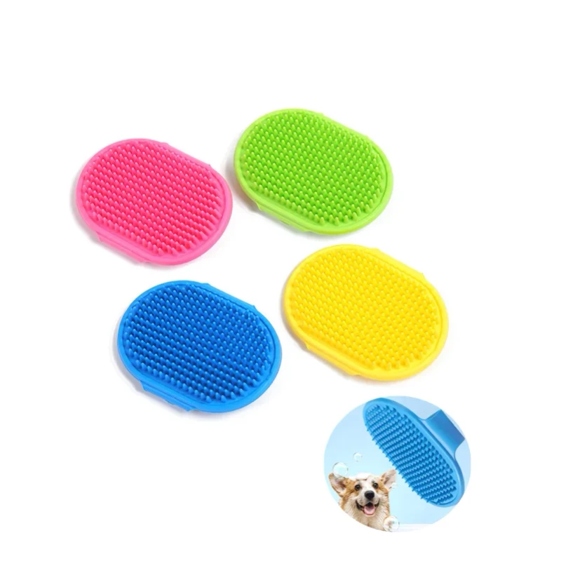 Grooming Pet Shampoo Brush Soothing Massage Rubber Bristles Curry Comb for Dogs & Cats Washing