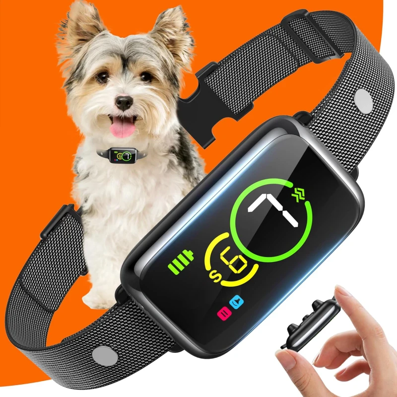 HY6002 BK Dog Barking Control Collar Digital Display Rechargeable Waterproof Static Shock Vibration Anti-Bark