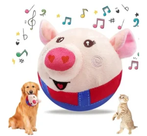 HYRA Squeaky Dog Toys with Automatic Rolling Jumping Wiggling Washable Dog Chew Toys Pet Plush Toys for Small Medium Large Dogs