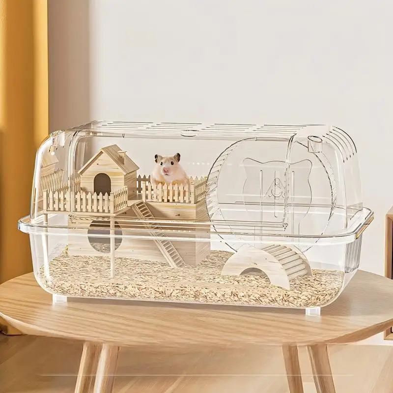Hamster Cage Transparent Luxury Villa Spacious PP Eco-Friendly Golden Silk Bear Small Animals Pet Supplies Made China OEM Brand