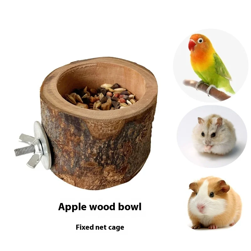 Hamster Hideout Eco friendly Round Wooden Food Bowl & Toy Supplies for Small Animal Care