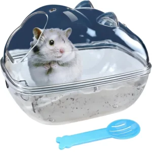 Hamster & Small Animal Cartoon Style Plastic Waterproof Sand Bath Container with Transparent Design for Small Pets