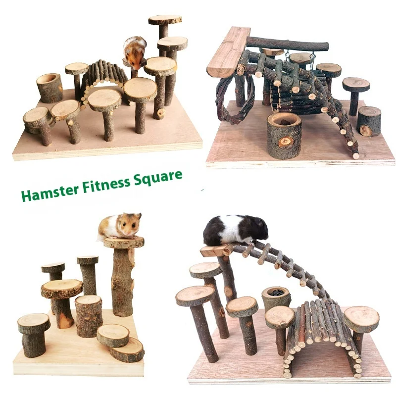 Hamster Small Animal Supplies Apple Wooden Fence Ladder Swing Tree Branch Toy Wooden Platform Molar Landscaping Combination