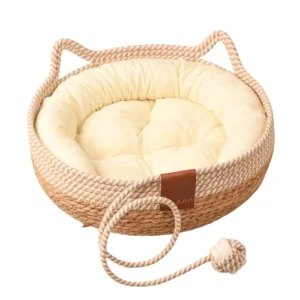 Hand-Woven Bamboo Pet Bed Custom Soft Small Dog Pet Beds Accessories Cat Sleeping Mat Pet Bed