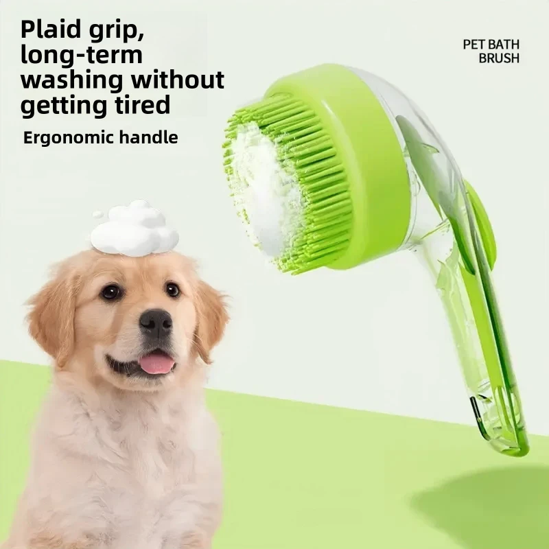Handheld Dog Cat Scalp Cleaning Shower Brush Long Plastic Handle Pet Supplies Accessories for Bathing Massage for Bathroom Use