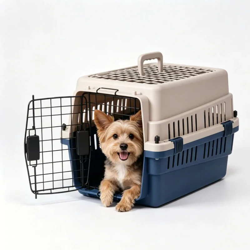 Handheld Dual Door Fashion Snap Button Durable Ventilated Pet Airline Crate for Cats & Small Dogs Daily Outdoor Use