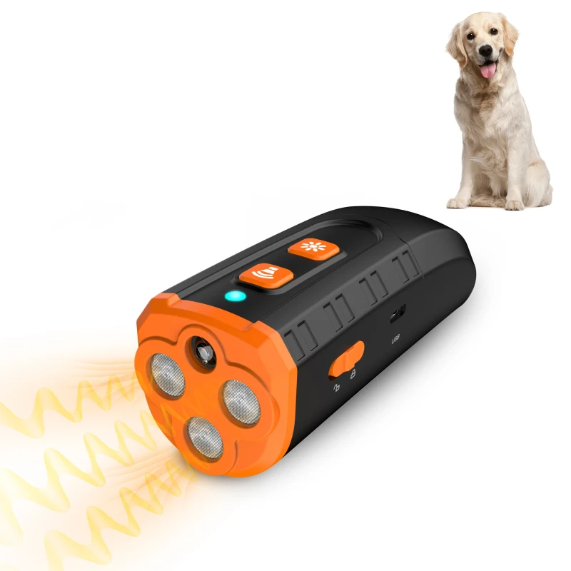 Handheld Ultrasonic Dog Trainer with LED Light Anti-Barking Repellent Bark Control Training Device for Pets