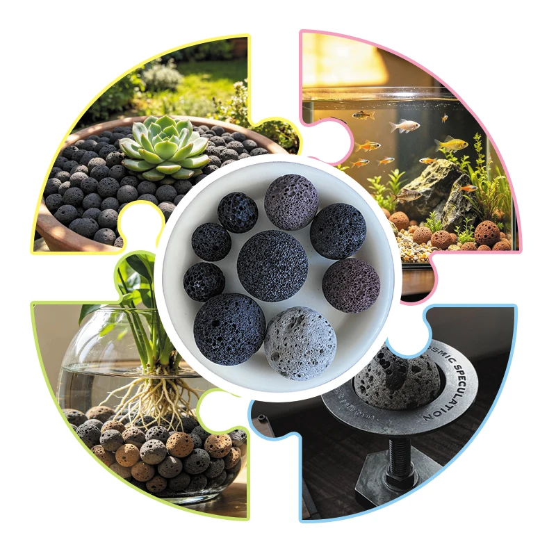 Handicraft Ornaments Porous Fragrance Expanding Stone Balls Plant Covered Volcanic Stone Balls Black Gray Red