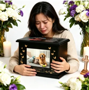 Handmade Modern Eco-Friendly Rectangular Wooden Pine Pet Urn Coffin for Large Dogs & Cats Funeral Memorial Box