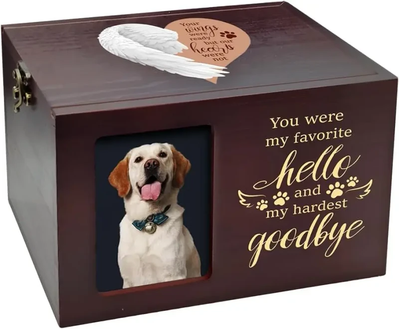 Handmade Modern Pet Memorial Urn Wooden Funeral Cremation Keepsake Box Photo Frame Cat Dog Ashes Remembrance Gift Caskets