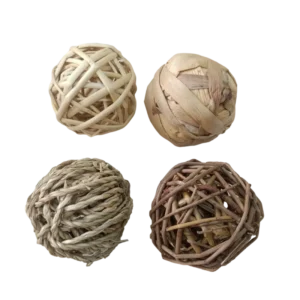 Handmade Pet Toys Accessories Natural Woven Seagrass Corn Leaf Rattan Balls Chewable Toys for Small Animals Rabbit Hamster Cats